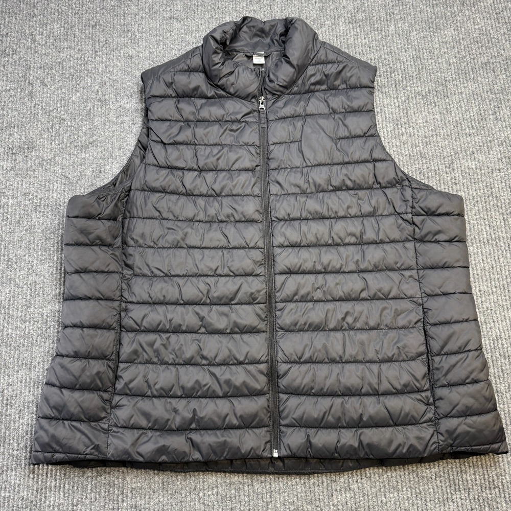 Old Navy Vest Womens 3X Black Quilted Active Insulated Full Zip Lightweight Plus
